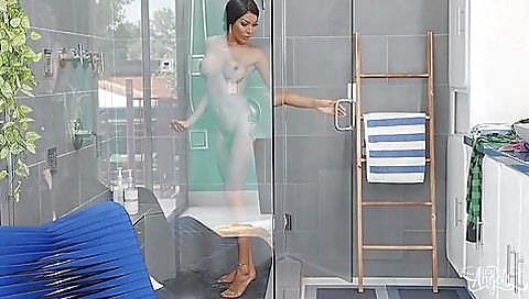 Ebony teen with big boobs gets rippin in her ass and cunt