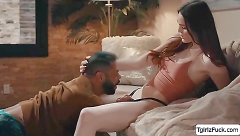 Big tits brunette with a round ass fucked deepthroat and ass