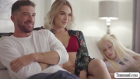 Blonde slut gets her ass fucked and her mouth fucked