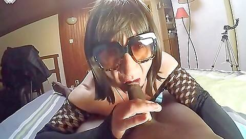 Ebony beauty takes a deepthroat and a cock in her mouth