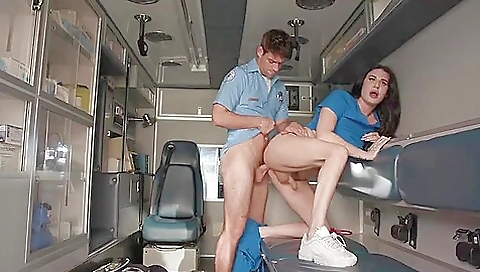 Nurse splits open her tight asshole for a creampie