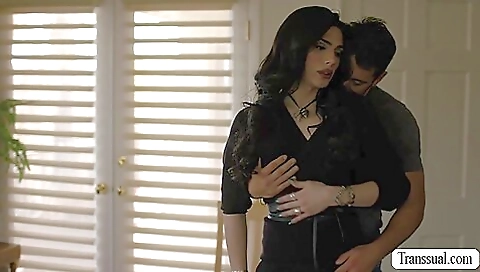 Trans gets her ass deepthroat fucked and gets her pussy pulled out