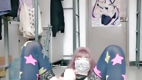 Chinese tranny in a bikini has sexy sex with her vibrator