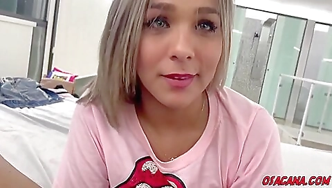 Tattooed blonde babe gets a thick dick from behind