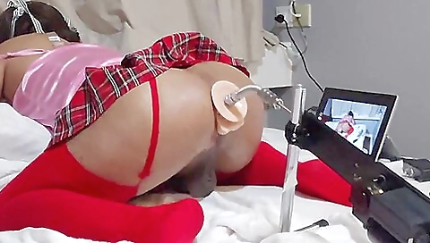 Teen gets her tight asshole pounded with her vibrator